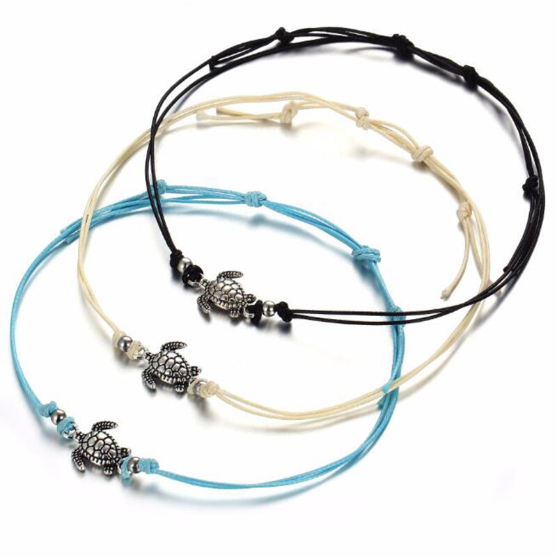 Boho Style Ankle Bracelet Bohemia Sea Turtle Starfish Charms Beach Anklets For Women Handmade Leg Bracelet Foot Jewelry Anklet: Turtle-B-3Pcs