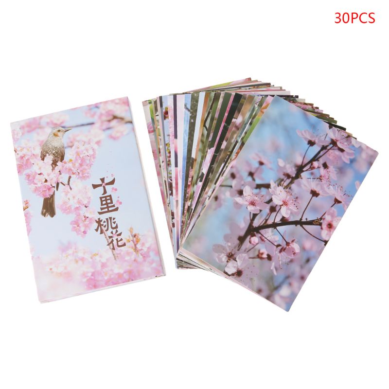 30 Sheets Peach Blossom Paintings Retro Vintage Postcard Christmas Card Wish Poster Cards G92E