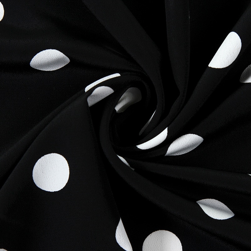 Soft Black and White Polka Dot Chiffon Dress Fabric by the Meter