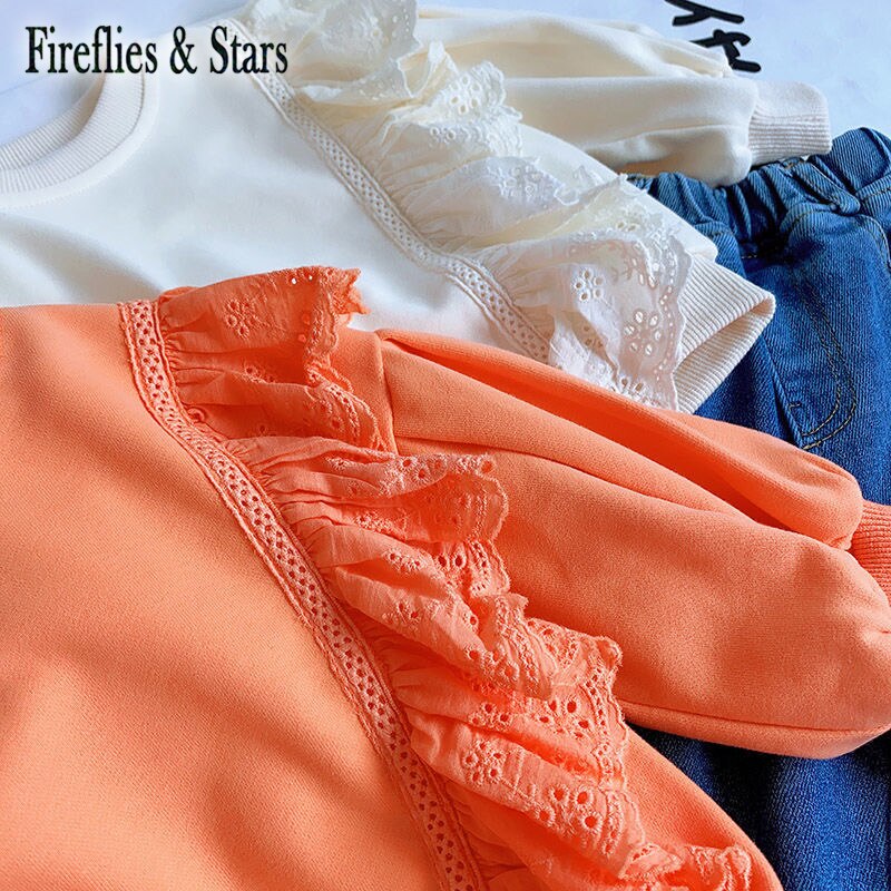 Forår efterår piger sweatshirt baby t-shirts børn pullover til børn tøj ruched hollow out 2 to 7 år