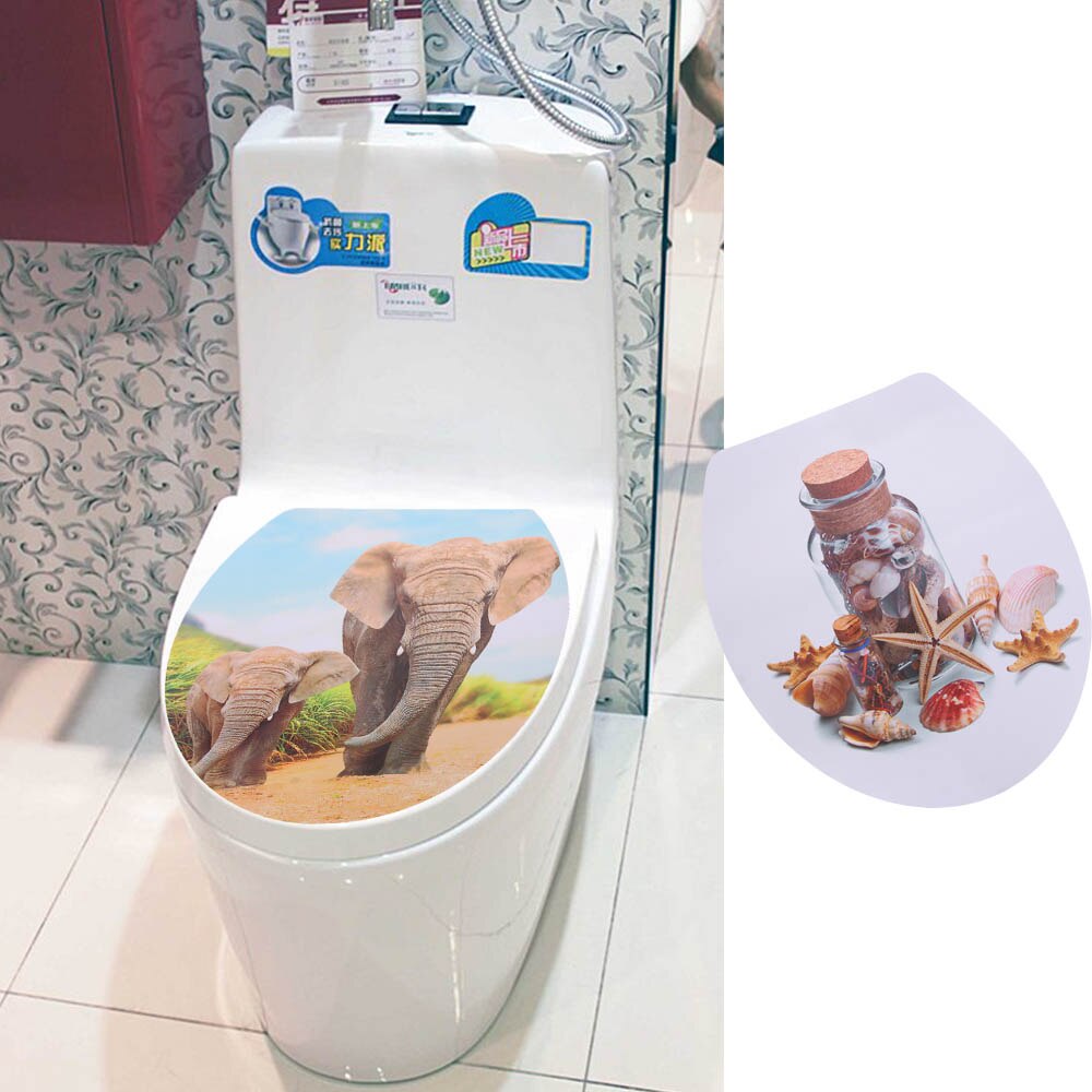 Trou vif animaux siège de toilette autocollants décoration de la maison bricolage Wc toilettes Pvc affiches dessin animé mur vinyle Art Stickers muraux