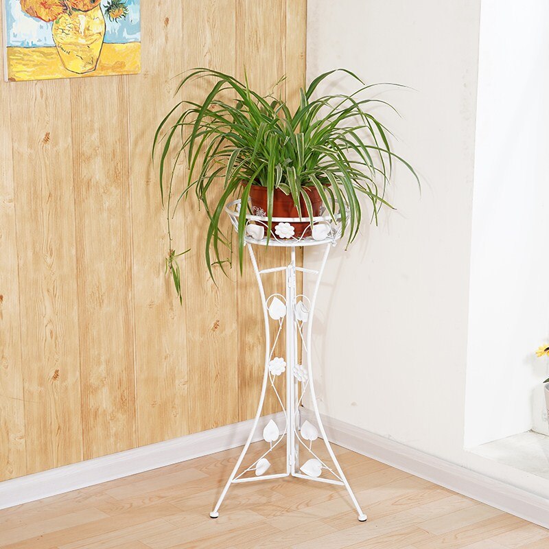 Support de fleurs vertes en fer forgé à une seule couche, pot d'orchidées suspendu d'intérieur pour balcon européen