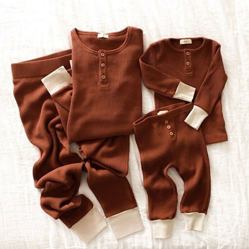 0-24M Newborn Clothes Outfits Toddler Baby Girl Boy Solid Color T-Shirt Tops Leggings Pants Knitted Baby Girls Boys Clothes Set