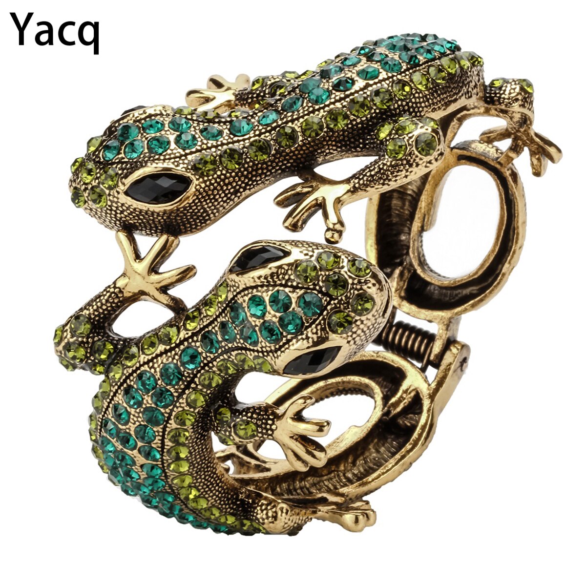 YACQ Gecko Bangle Armband Antiek Goud Zilver Kleur Dier Bling Kristallen Sieraden voor Vrouwen Haar Meisjes A08