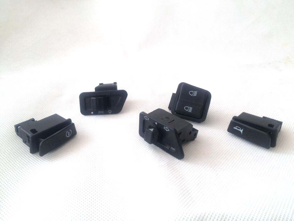 Motorcycle Start Schakelaar Hoorn Licht Richtingaanwijzer Hoge Dimlicht Knop Schakelaar Connectoren Voor Scooter Atv Bromfiets Part: Black 5 Switches Set