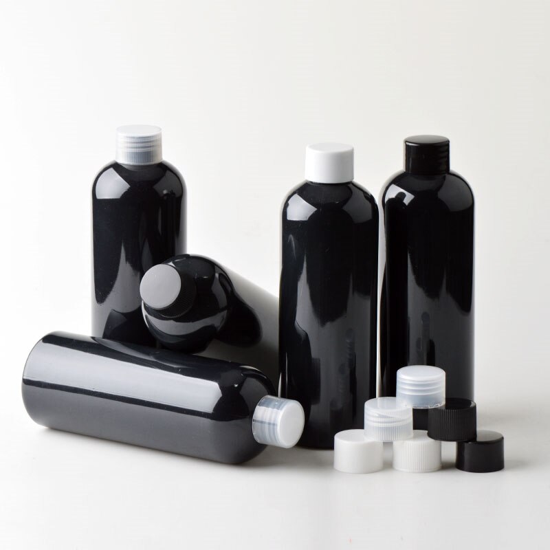 4 stk/partij 300 ml Zwart Plastic Spray Flessen met Fijne Mist Spuit Shampoo Douchegel hervulbare fles ondersteuning logo afdrukken