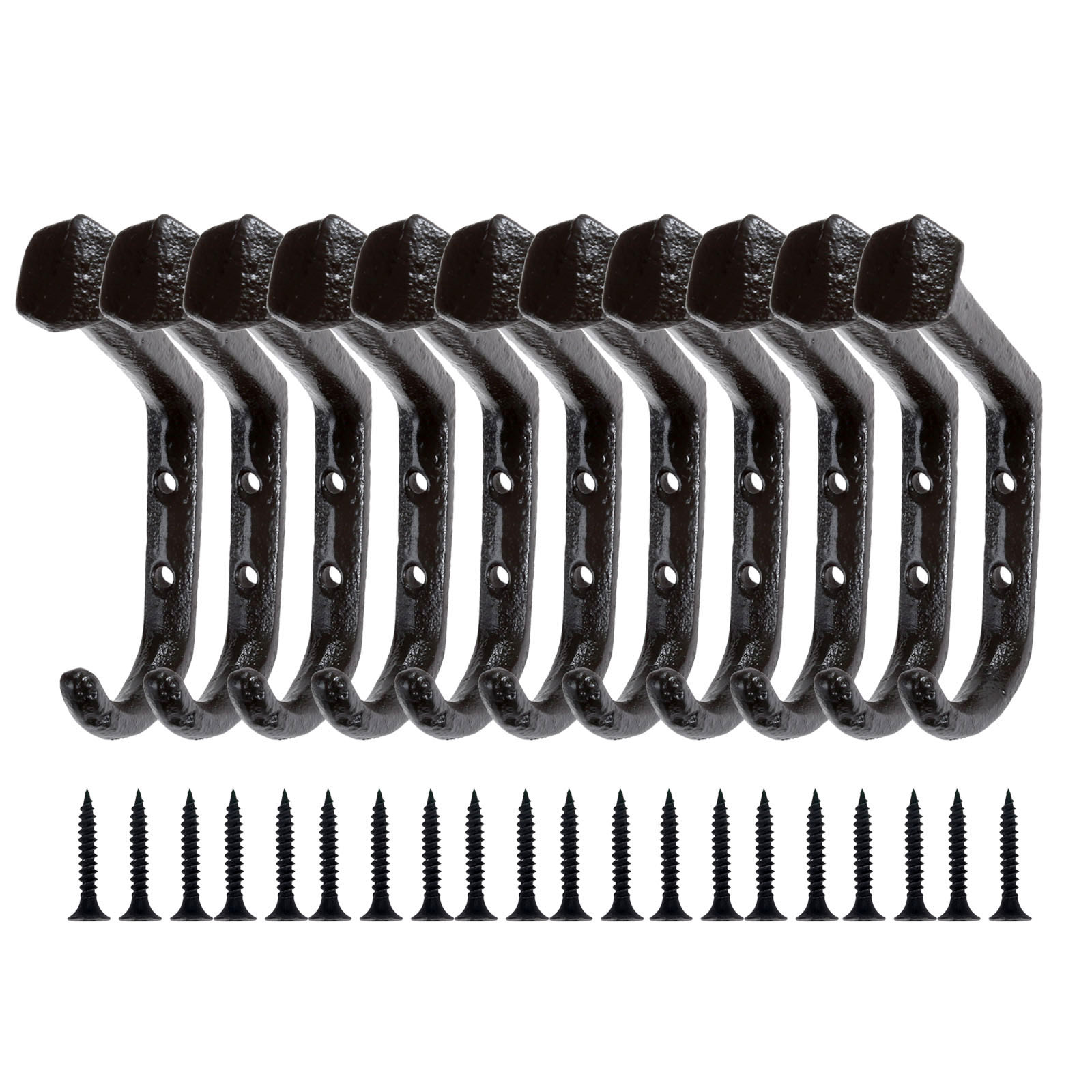 Ganchos grandes de hierro fundido para colgar ropa, abrigo, sombrero, bolsa, toalla, colgador de pared para baño, 4/6/8/10 Uds.: 10pcs