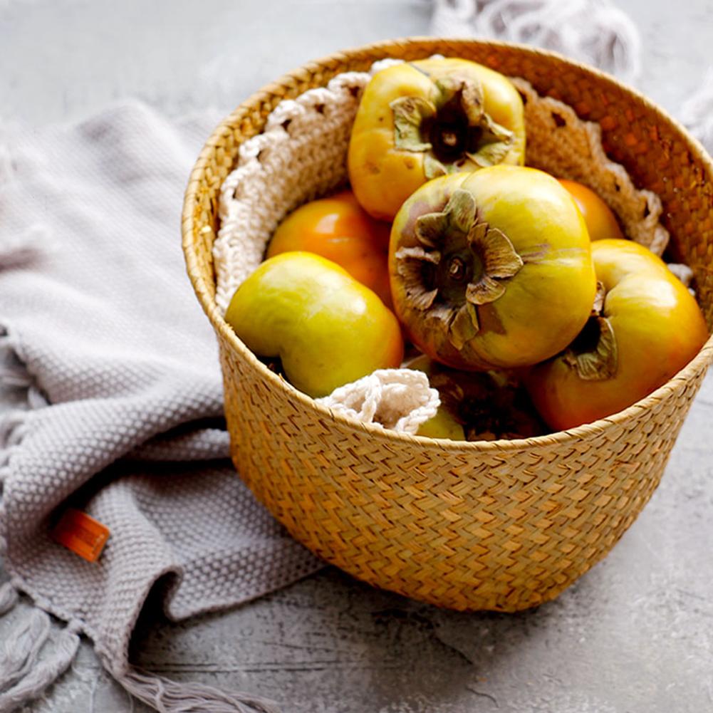 Styl skandynawski ręcznie pleciony koszyk doniczka owocowy kosz rattanowy donica na rośliny pojemnik składany trawa morska kosz na pranie
