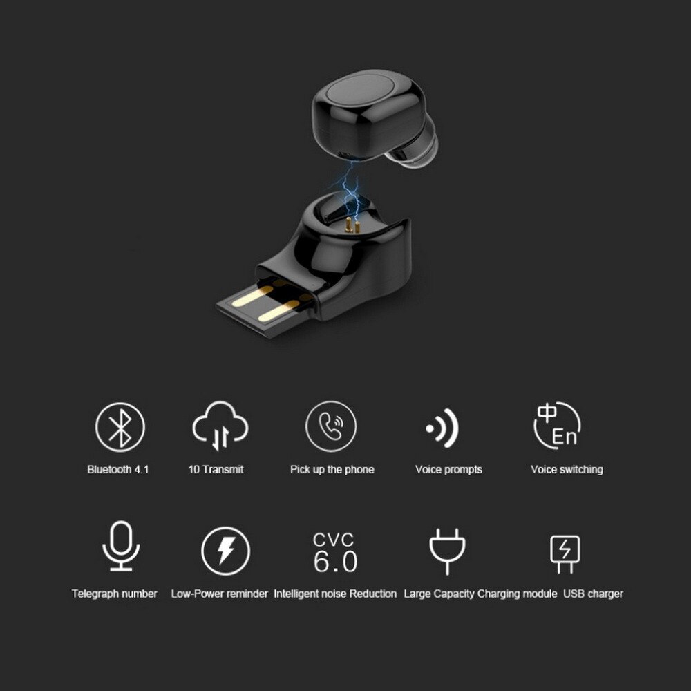 4,1 Chip Mini Bluetooth Kopfhörer Drahtlose Ohrhörer Bluetooth Kopfhörer mit Mic Ohr haken Unsichtbare Kopfhörer USB Ladegerät Dock