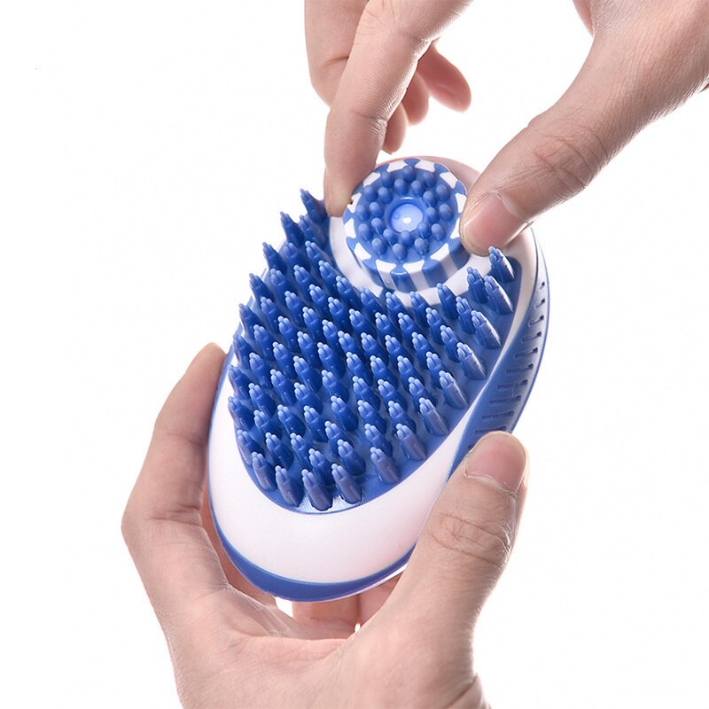 Hond Bad Borstel Siliconen Spa Shampoo Massage Borstel Ontharing Kam Wassen Sproeier Voor Kleine Honden Katten Schoonmaken Douche: Blue