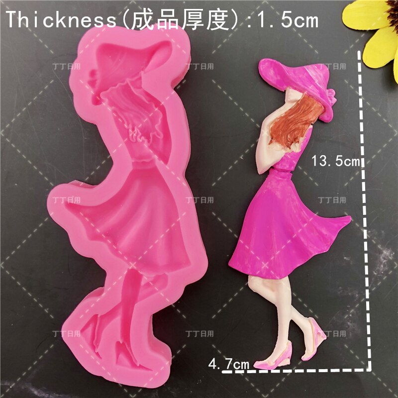 Moule à gâteau en Silicone pour jupe de princesse, fille dame, fille, outils de décoration de chocolat, cuisson de gâteaux, moules en argile de gypse