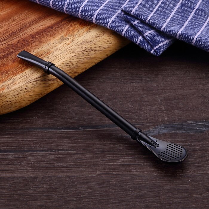 Cuchara de paja para beber de acero inoxidable, 1 piezas, Color Argentina Mate, coctelera para té Mate, Cocina, Bar,: Negro