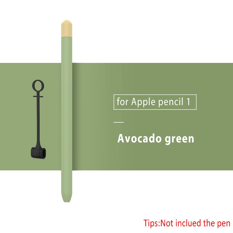 Newest For Apple Pencil 2 1st 2nd Case Pencil Case Tablet Touch Stylus Pen Protective Cover Pouch Portable Soft Silicone Case: Avocado Green 1st