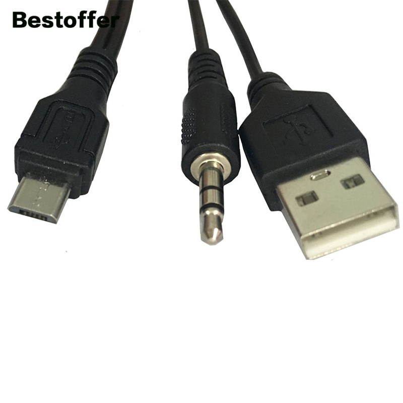 0.5 Meter Micro 5 Pin Male Naar Dc 3.5Mm Jack + Usb 2.0 Male Audio Kabel