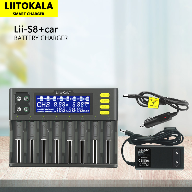 LiitoKala Lii-S12 Lii-S8 Lii-PD4 Lii-PD2 Lii-500S 3.7V 18650 18350 Battery Charger Auto-Polarity Detect 26650 21700 1.2V AA AAA: WHITE