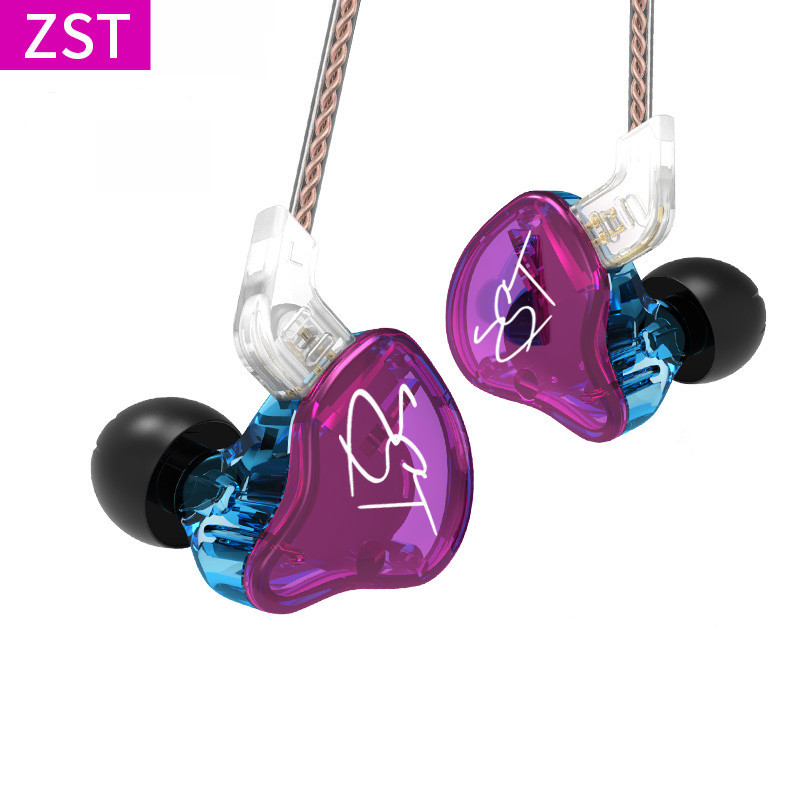 Kz Zst 1BA 1DD In Ear Oortelefoon Hybrid Headset Hifi Muziek Sport Oordopjes Noise Cancelling Oordopjes Vervangen Kabel Zsn Pro ES4 ZS10: purple no mic