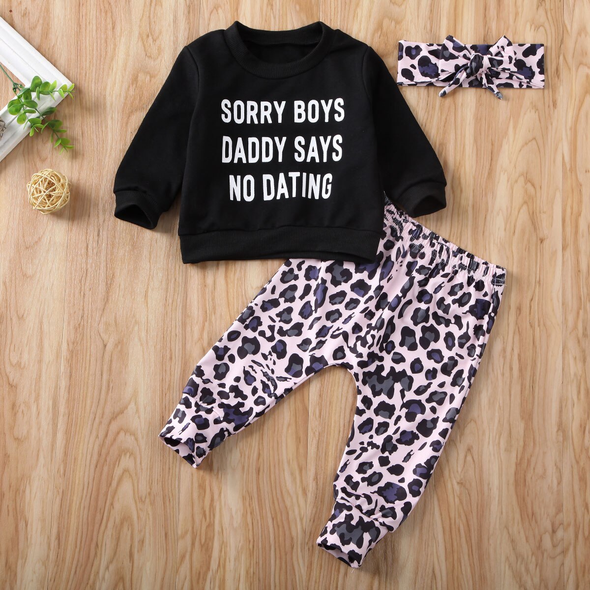 Toddler børn leopard sports tøj sæt baby pige top t-shirt + bukser træningsdragt outfit: 0-6 måneder