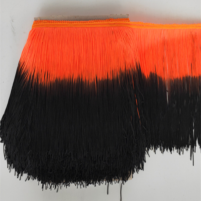 Franges en dentelle jaune de 10Yards/lot, 20cm de large, pour bricolage, robe latine, vêtements de scène, accessoires, ruban de dentelle: 10yards / Orange black