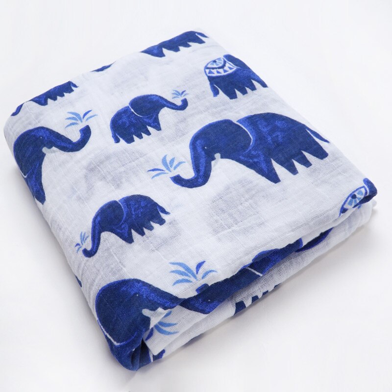 Bomull babyfilt nyfödd bebe linda wrap barnvagn tillbehör flamingo tecknat djurtryck babyprylar: Elefant