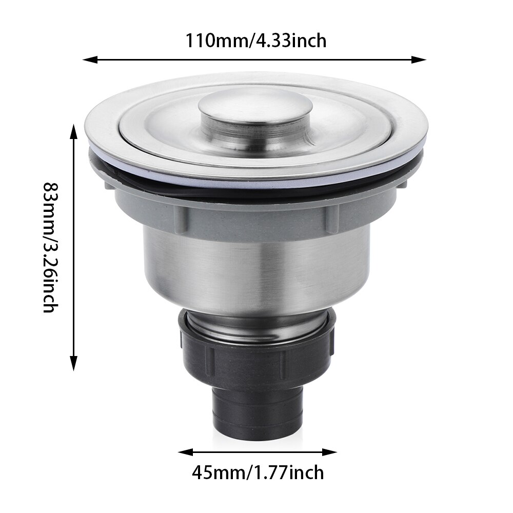 Roestvrijstalen Gootsteen Afvoer Fit 1/2-Inch Openingen Vervangbare Diepe Afval Mand Zeef Montage Afdichting Deksel Keuken Te