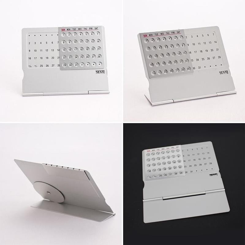 1 stück Aluminium Kalender Karte Kalender Kreative Mini Ultra-dünne Metall Schreibtisch dauerhaft Englisch Kalender Büro Schule Liefert