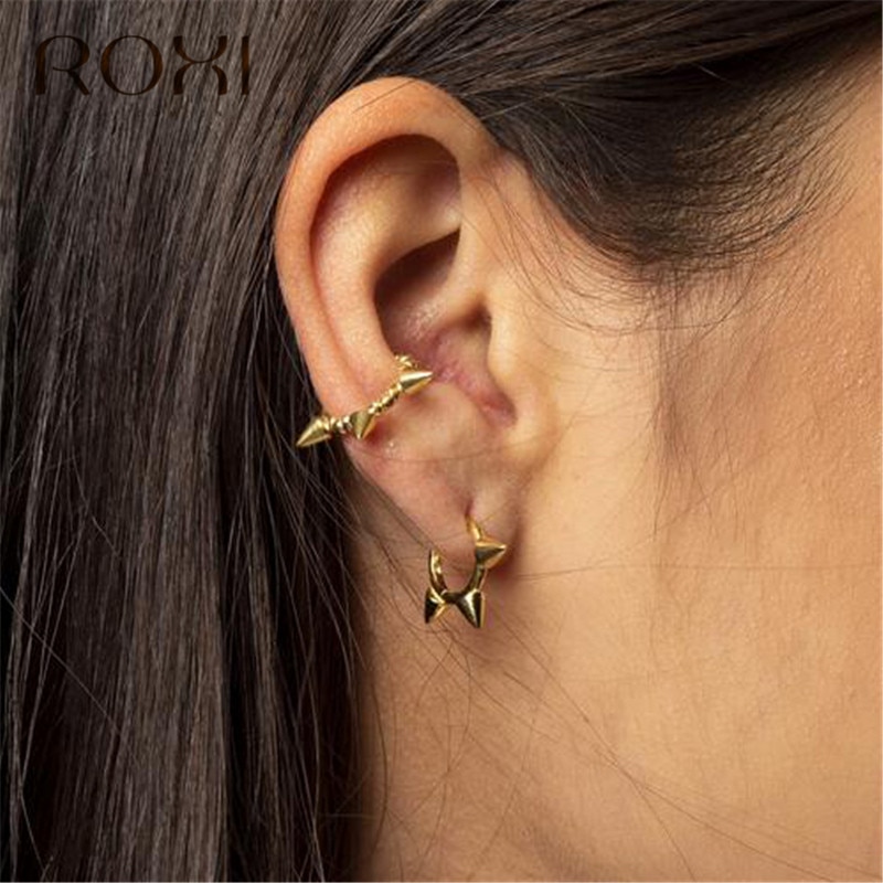 ROXI Minimalist Jewelry Women Punk Spike Bead Ear Cuff Clip Earrings Without Piercing Korean Earcuff Non Pierced Bijoux Femme