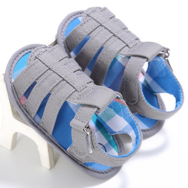 Nyfødte baby drenge sommer sko sandaler bomuld blød afslappet toddler sko spædbarn drenge sandaler 0-18 m: Grå / 7-12 måneder