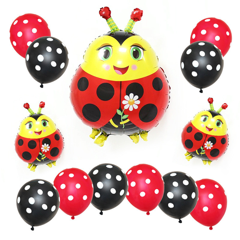 Taoqueen tegneserie hat 13 stk bi folie balloner sort gule prikker latex sæt bier kæledyr dyr fødselsdagsfest dekoration
