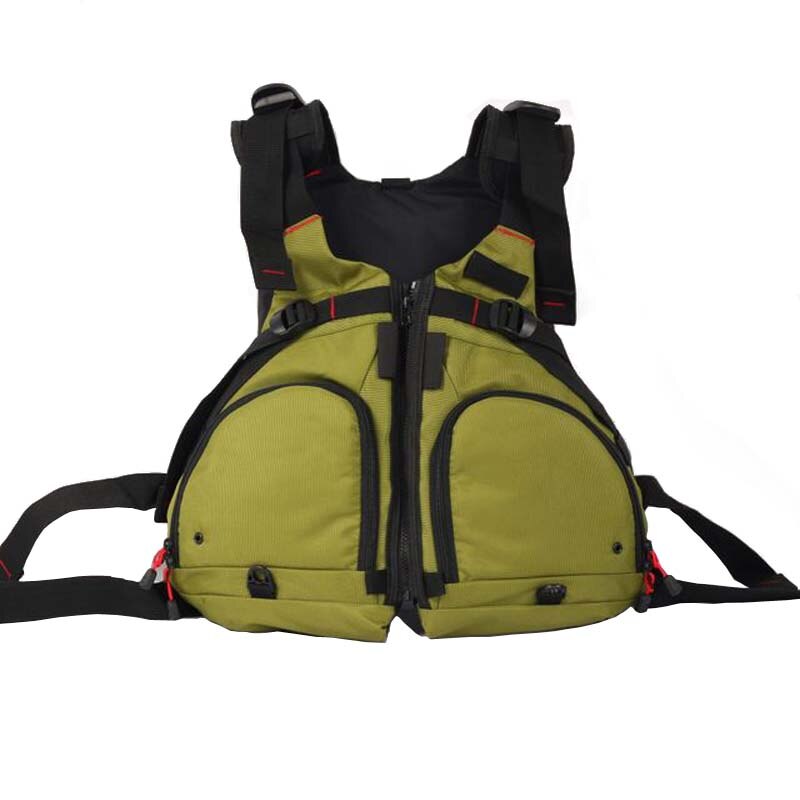 Adjustable Mutil-Pocket Fishing Vest Adult Swimming Life Vest Outdoor Sport Breathable Swimming Drifting Safety Life Jacket: Army green type 2