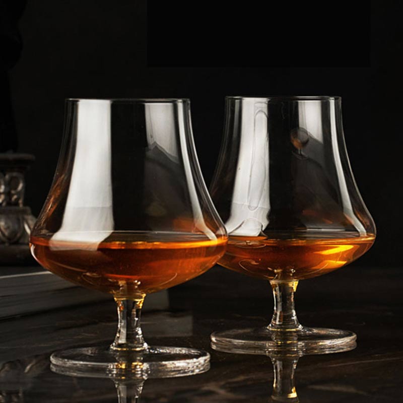 450ml Nordic Crystal Tulip Glass Cup Transparent Short Goblet WhiskeyGlass Home Bar Brandy XO Spirit Tasting Cup Party Drinkware: 2Pcs