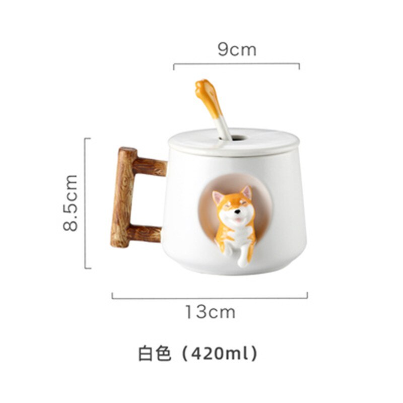 Desenhos animados xícara de cerâmica tendência personalidade criativa caneca com tampa colher casal masculino e feminino casa beber xícara de café: a1