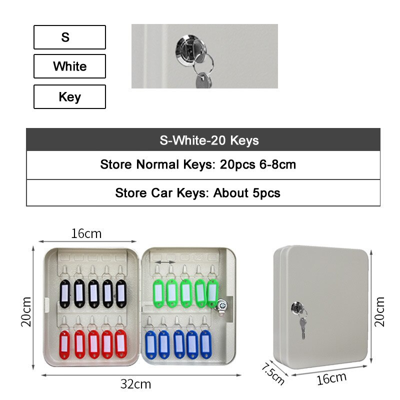 Multi Sleutels Veilig Opbergdoos Combinatie/Key Lock Spare Autosleutels Organizer Box Voor Home Office Factory Winkel gebruik: S-White-Key