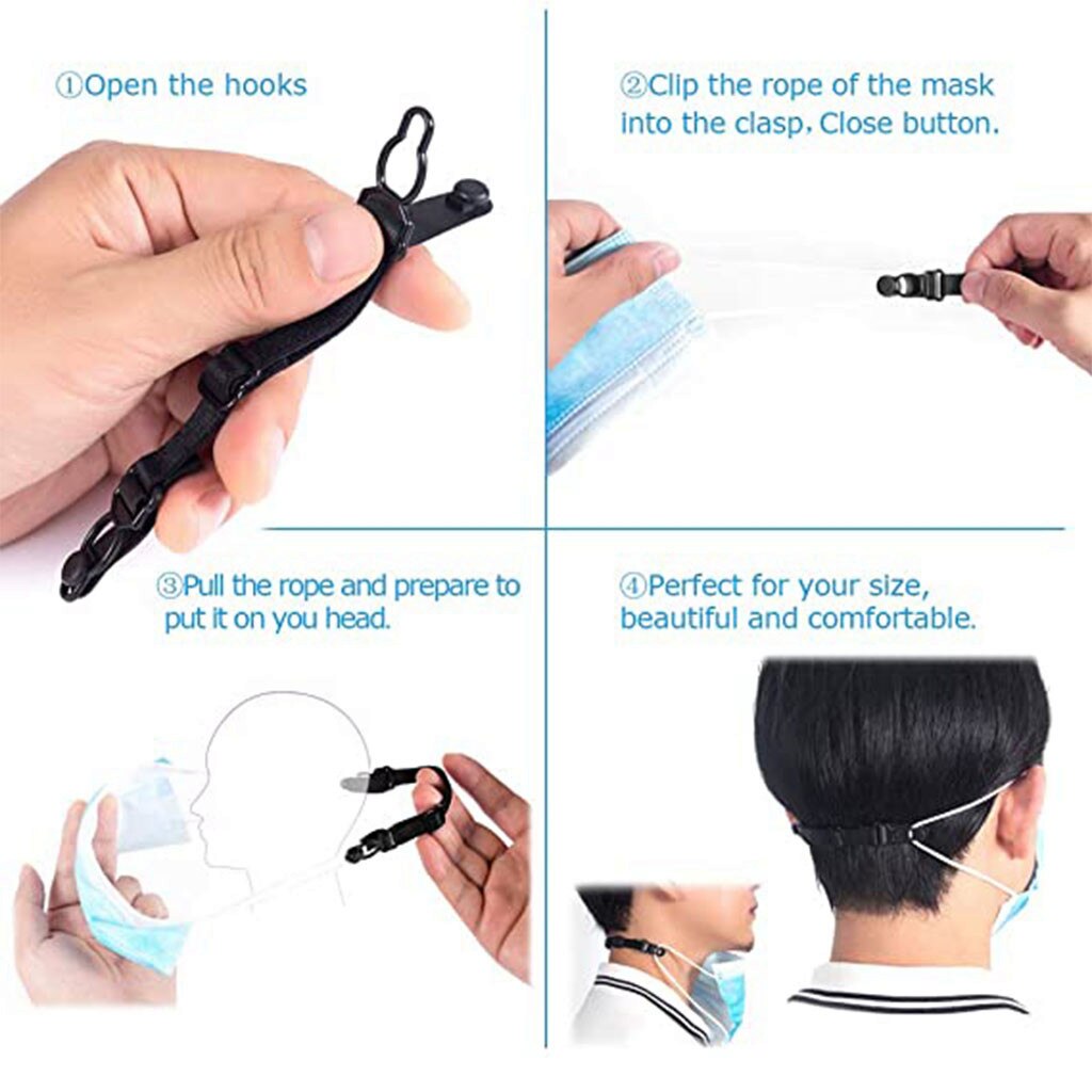 10 PCS Adjustable Face Mask Extender Ear Straps Anti-Slip Ear Loop Extension Straps Hook Straps Mask Hanging Buckle Accessories