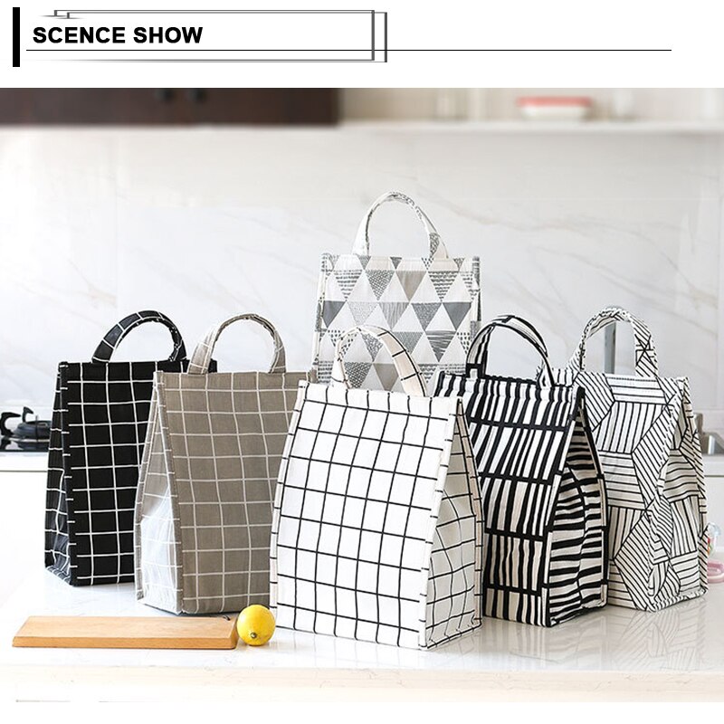 Voedsel Koeltas Waterdichte Draagbare Thermische Oxford Lunch Tas Voor Vrouwen Mannen Kids Grote Gestreepte Geïsoleerde Lunchbox Tas tote