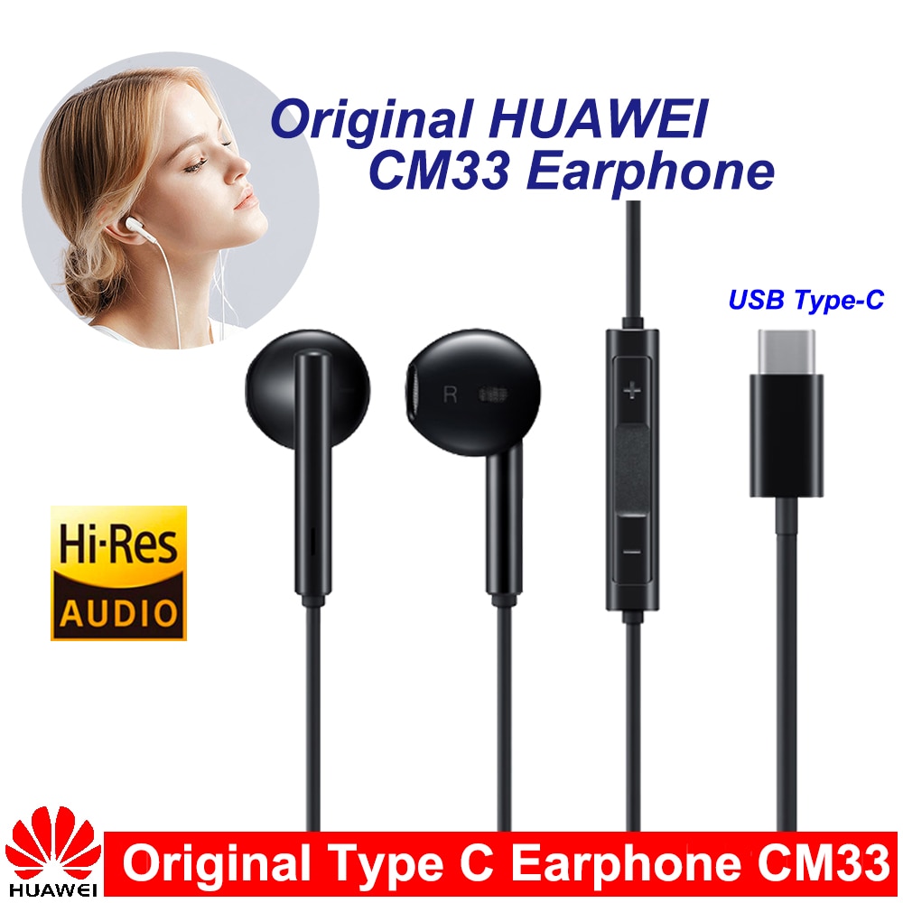 Riginal Huawei Classi Oortelefoon CM33 Type C Oortelefoon Met Microfoon Volumeregeling Voor Mate 10 Pro P20 Por P30 P30 pro Xiaomi Mi 9 MIX2