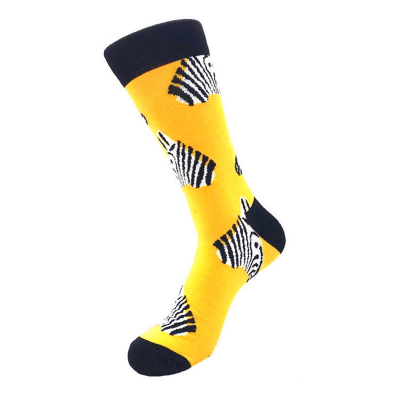 1 par mænd sokker kæmmet bomuld tegneserie dyr fugl haj zebra vandmelon hav mad geometrisk nyhed sjove sokker