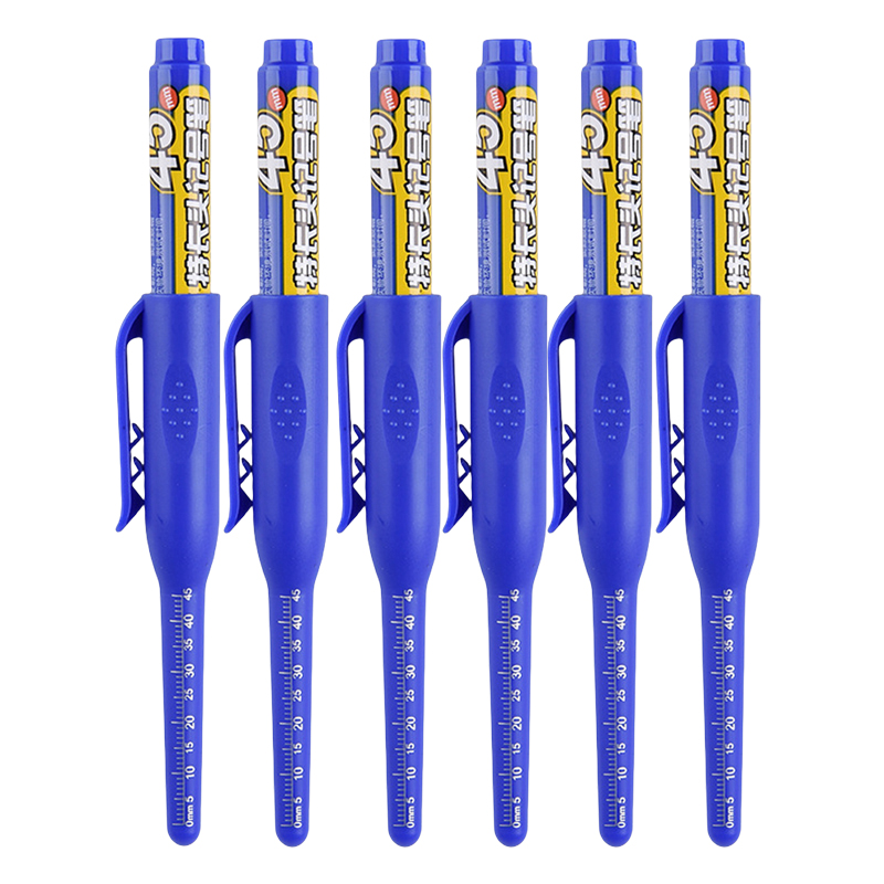 1/3/6 pces 45mm multi-purpose cabeça longa marcadores caneta buraco profundo canetas marcador para carpintaria telha decoração tinta vermelha/preta/azul: Azul marinho