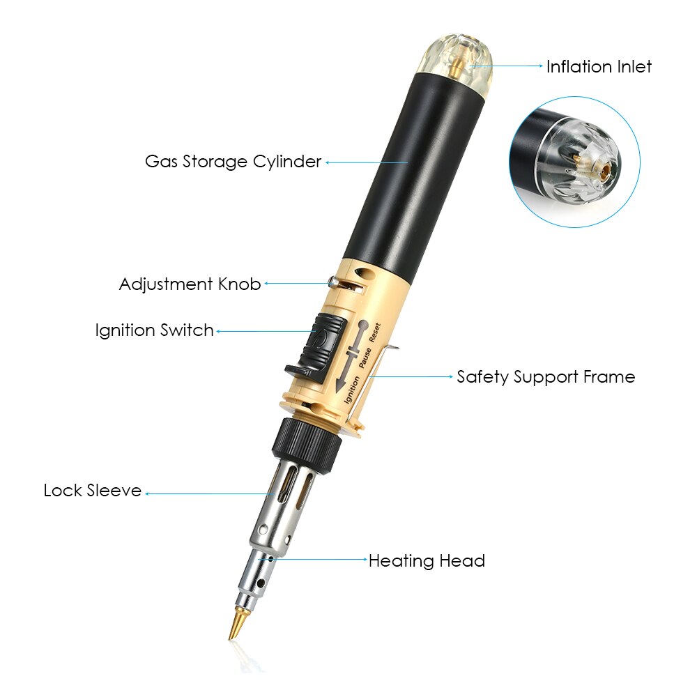 12 in 1 Portable Soldering Iron Kit Full Electronics Set Welding Tool Car Repairing Gas Soldering Self-igniting Torch Outdoors