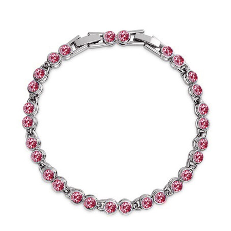 Olsen Twins Luz Azul Rosa Roxo Cristal Zircon Cuff Pulseras Pulseira De Tênis Femme Dropshipping: Pink