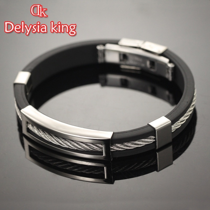 Männer Armband Edelstahl Draht Silikon Armbänder Cool Man Casual Armband Trend Männlichen Schmuck Zubehör MPH946