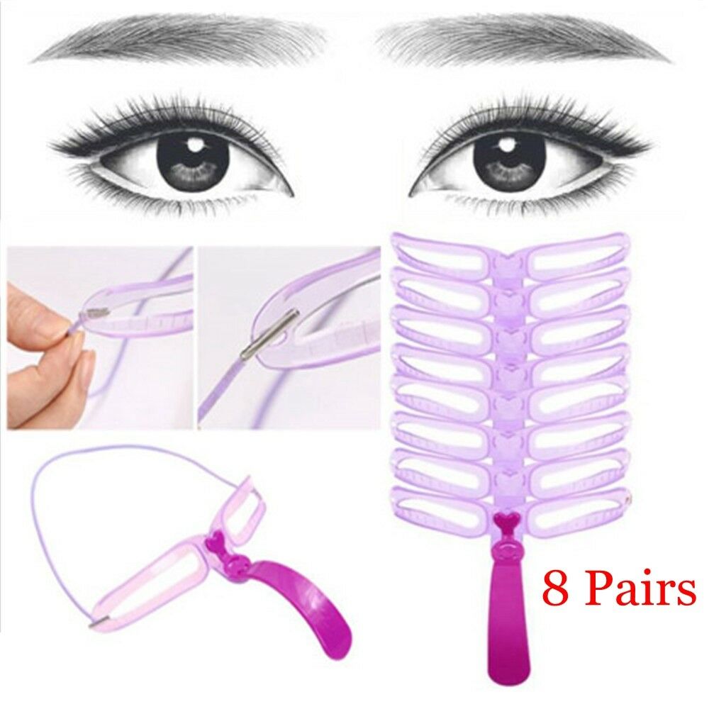8Pcs/Set Brow Stencils Reusable Eyebrow Shaping Defining Stencils Eye Brow Drawing Guide Template Makeup Tool