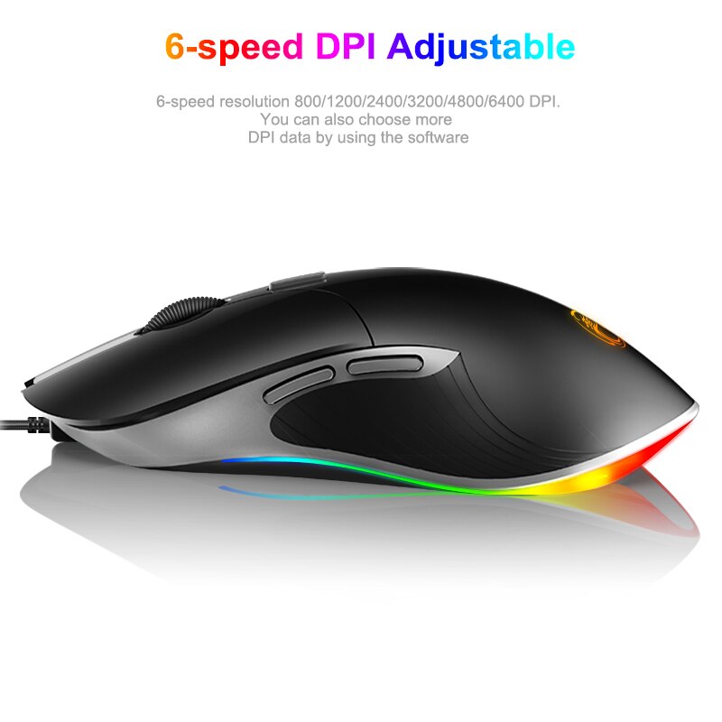 Gaming Mouse Gamer Computer Mouse Wired Ergonomic Mause with Cable 6400DPI Led Game Mice RGB USB Optical PC Mouse with Backlight