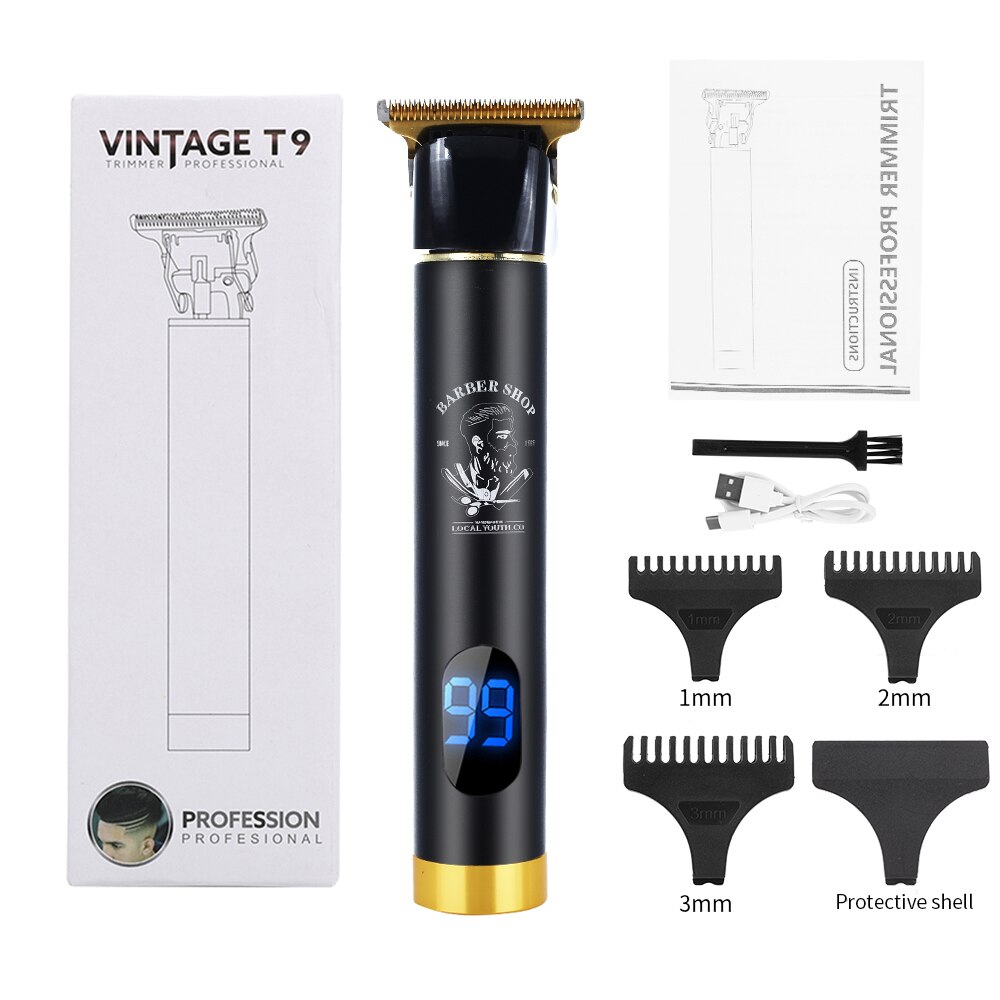 Portable Shaver Hair Clipper Electric Trimmer Screen Washable Rechargeable Men Hair Trimmer: Set E