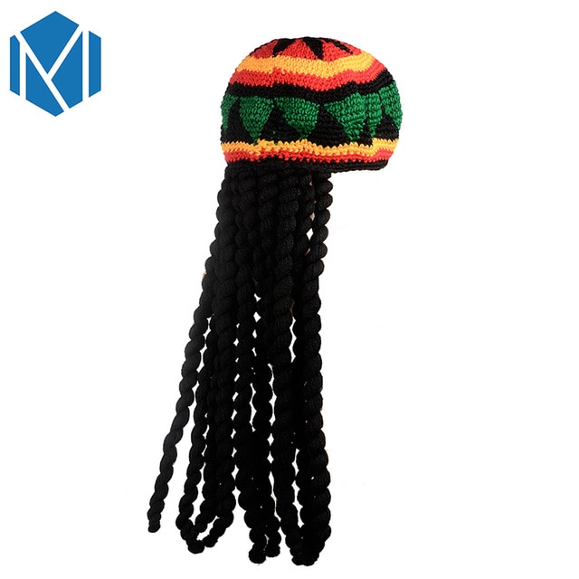 Hip Hop gorro de punto de peluca trenza sombrero masculino jamaicano Marley gorro Rasta invierno Hombre rastas Reggae Czapka Zimowa