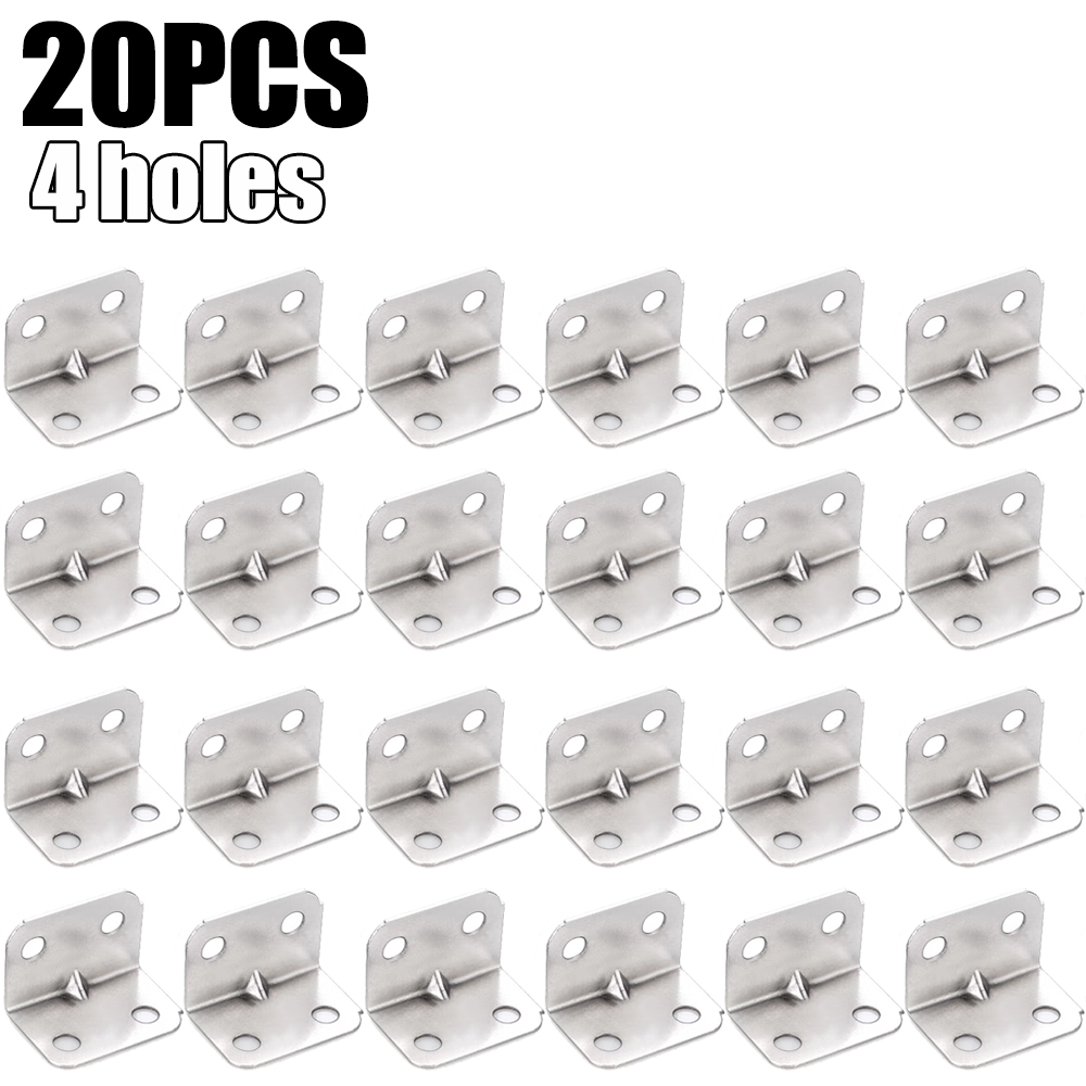 50/10x Stainless Steel Corner Brackets Universal for Cabinets Drawers Windows Wood Furniture 90 Degree Right Angle Fixed Bracket