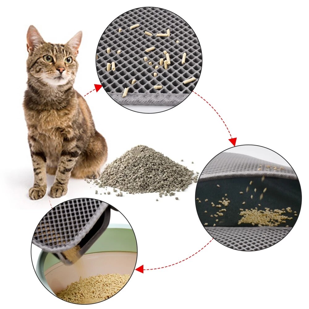 Pet Cat Litter Mat Double Layer Trapping Pets Waterproof Litter Cat Bed Pads Super Light Easy To Carry Clean mat for Cats