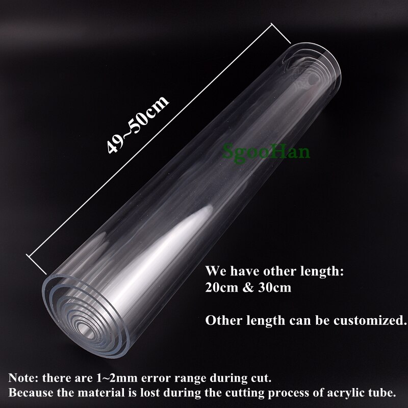 2 st  od 16 ~ 110mm transparent akryl akvarium akvarium rör plexiglas vattenförsörjningsrör hem trädgård gör-det-själv-bevattningsbeslag 50cm