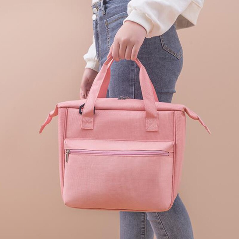 1Stck Frische Kühler Taschen Wasserdichte Nylon Tragbare Reißverschluss Thermische Oxford Mittagessen Taschen Für Frauen Bequem Mittagessen Kasten Tote Lebensmittel taschen