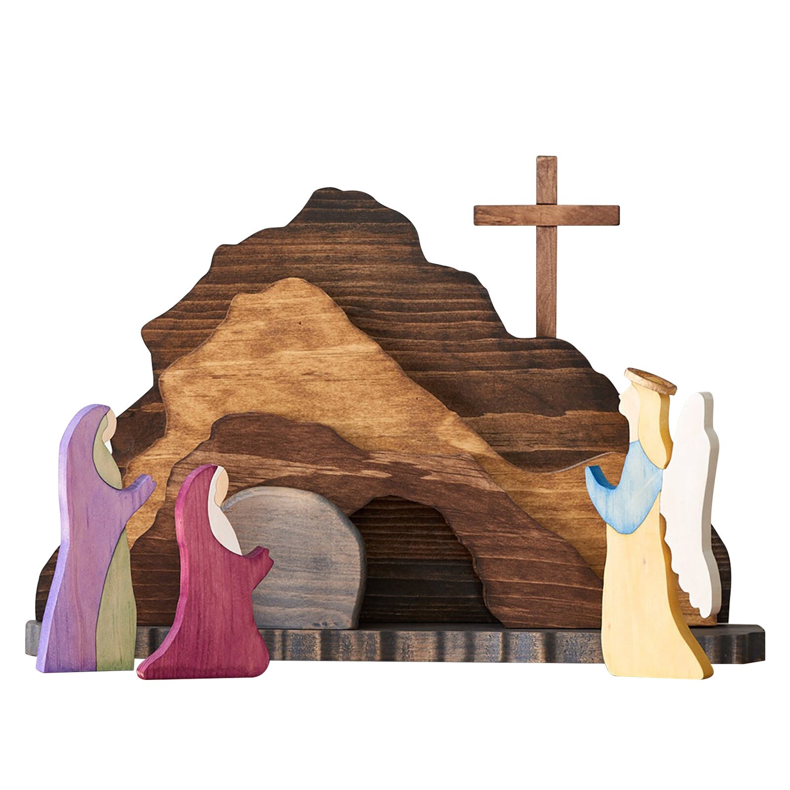 4# Easter Resurrection Scene Wooden Decoration Easter Decor Wooden Cross Resurrection Scene Decor Wooden Nativity Eggs Natividad: A