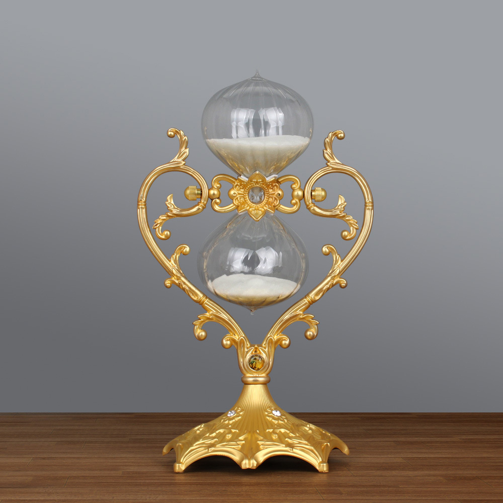 Retro Metal Hourglass 1 Hour Sand Timer Brass Engraving Sandglass Antique Sand Clock Unique Love Style Sand Watch for Wedding